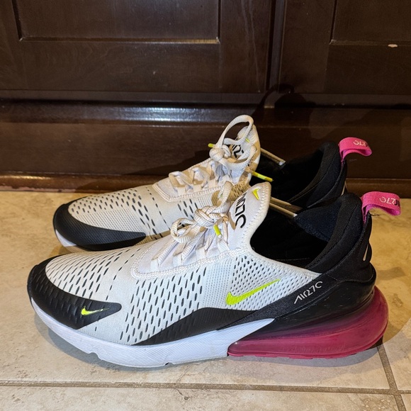 Nike Air Max 270 Size 12 US White Black with Pink and Yellow Accents main image 5